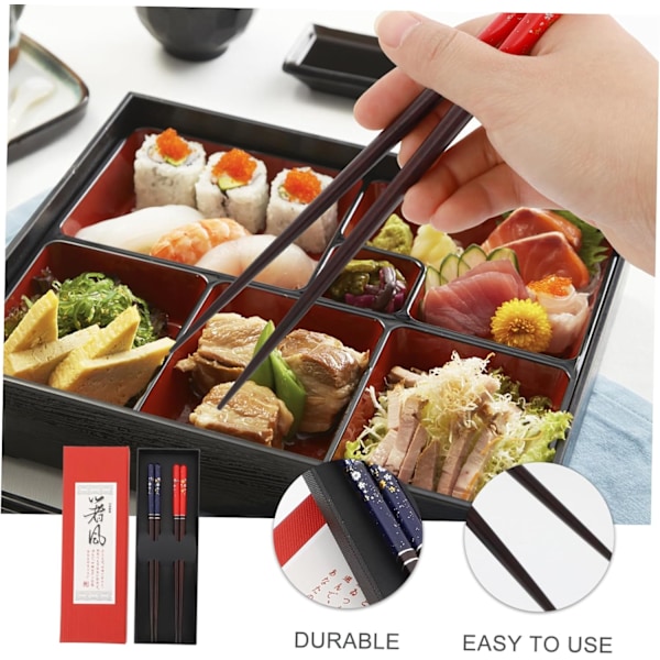 Japanske tre-spisepinner for par, 2 par sett, trygge for hjem, restaurant og som gave