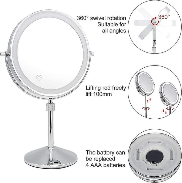 LED-sminkspegel Väggmonterad med Ljus 7x / 1x Förstorande Present