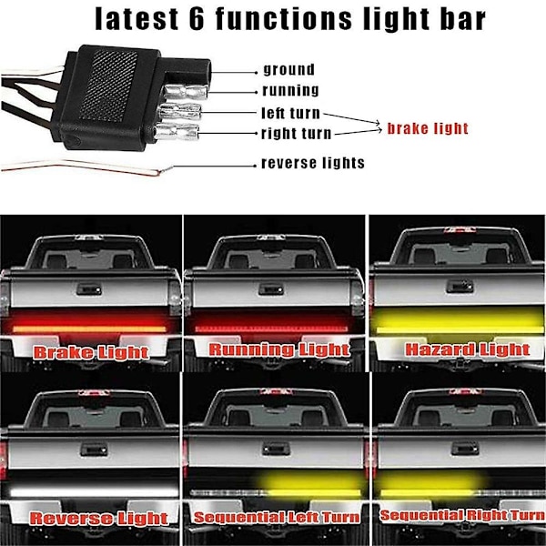12V 60 tommers bil-lys bremse sving rød LED-stripe advarselssignal