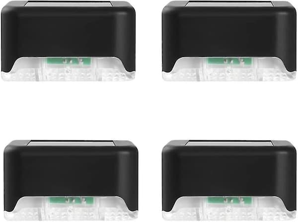 4-pack Solcells-LED Trädgårds Trappbelysning Vattentät Utomhus Vägg Staketlampor