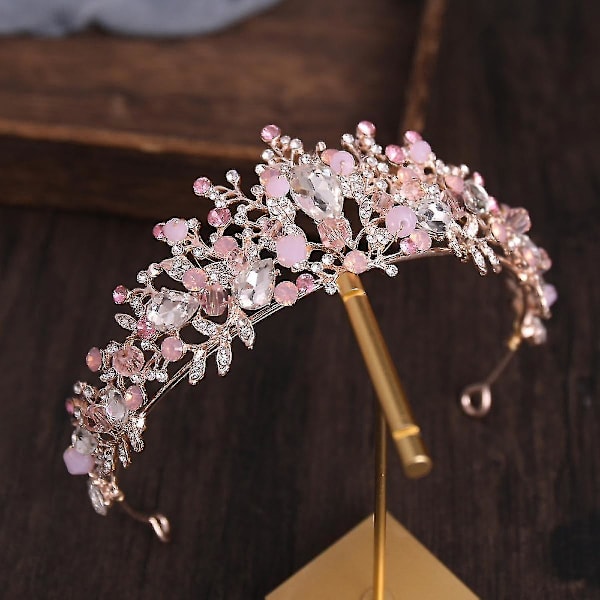 Luksuriøs Sølvfarget Rhinestone Bryllupstiara Krone Perle Dronning Diadem Brud Krone Hodeplagg Bryllupshårtilbehør Tiara