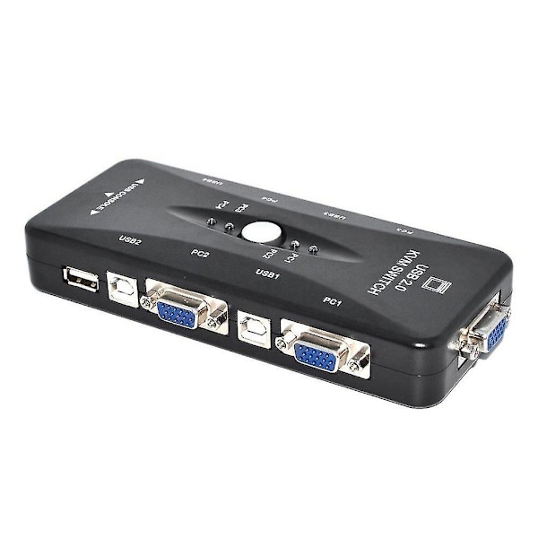 USB 2.0 KVM 4-ports VGA Tastatur Mus Bryterboks Monitor