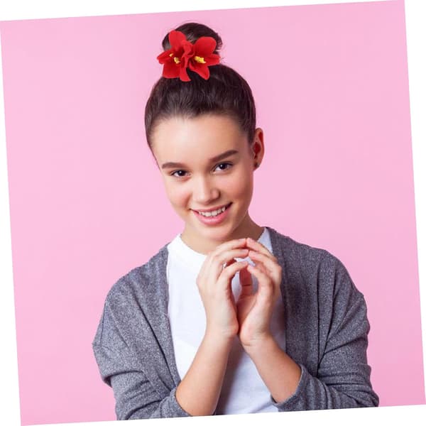 Dekorative Blomsterhårstrikker for kvinner 2 stk Elastiske Gummibånd Tykt Hår Orkidé Blomster Scrunchies