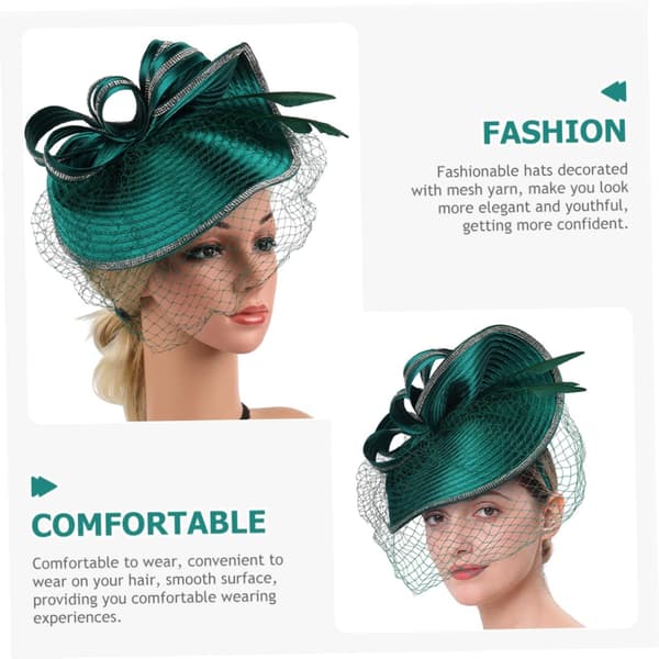 Grøn Hør Fascinator Hat Hårbånd til Kvinder, Te Selskab Pyntelig Hår Tilbehør