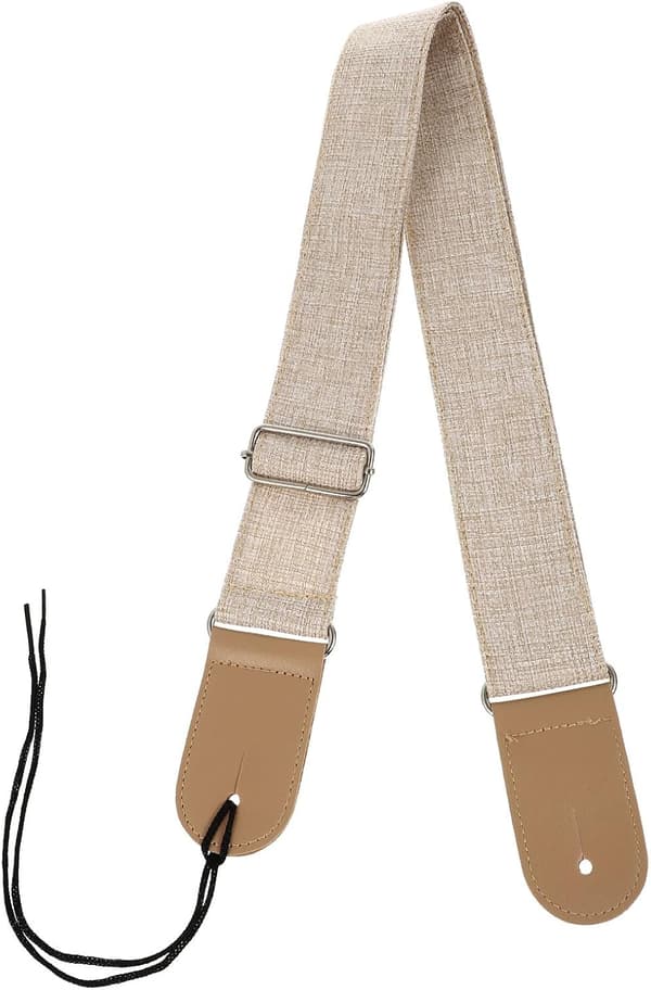 Gitar Solid Skulderrem Justerbar for Beige Bomull og Lin Materiale Belte Egnet Akustiske og Elektriske Gitarer