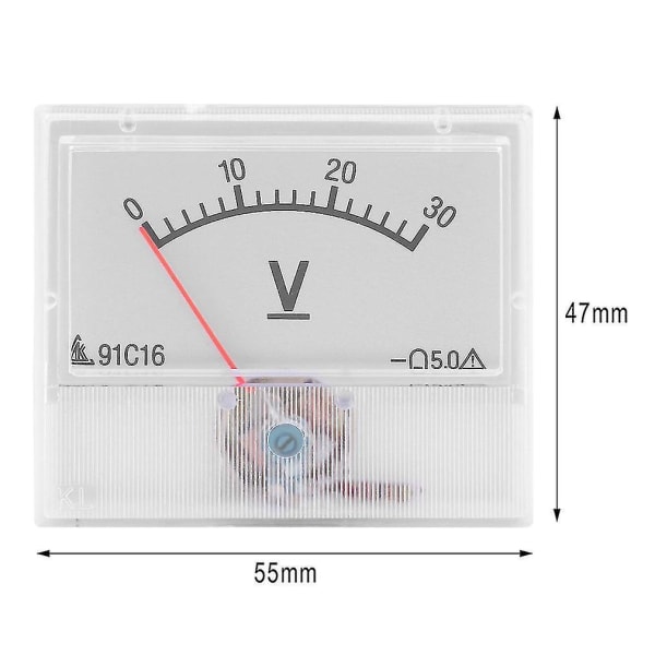 DC 0-30V Analog Kvadratisk Voltpanelmätare Voltmeter