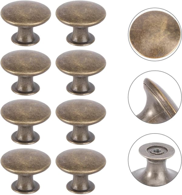 Skapknapper 8 stk. runde antikk bronse skuffehåndtak metall solid enkel installasjon