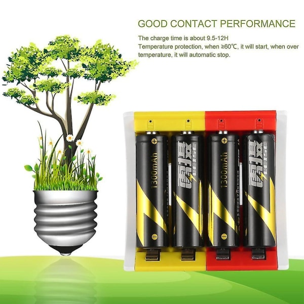 Leise Gul Rød 4 Slots Smart USB Oplader Aa Aaa Batterier