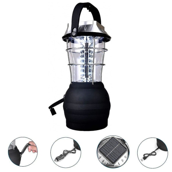 Camping Lanterner LED Solcellelampe Håndsving Dynamo Vandafvisende