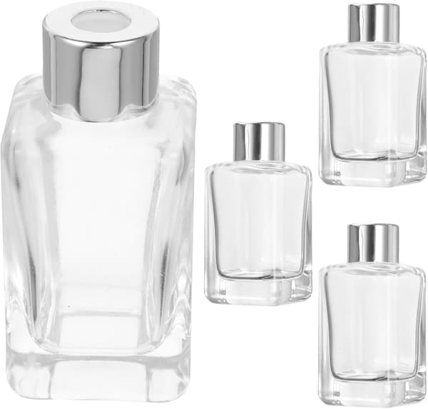 4 st glasdiffusorflaskor med silverlock 50 ml klassisk fyrkantig design påfyllningsbar parfymhållare