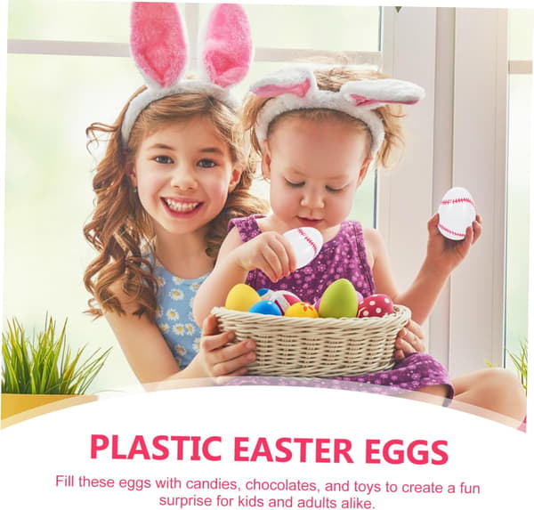12 st fyllbara plastbasebollägg för påskkorgar för godispresentförpackningar festtillbehör