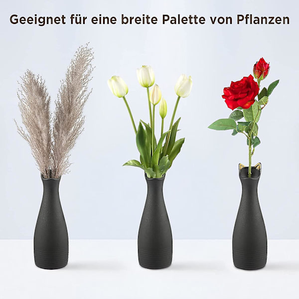 Pampasgræs Lille Keramik Vase Blomster Vase, H24cm - Sort
