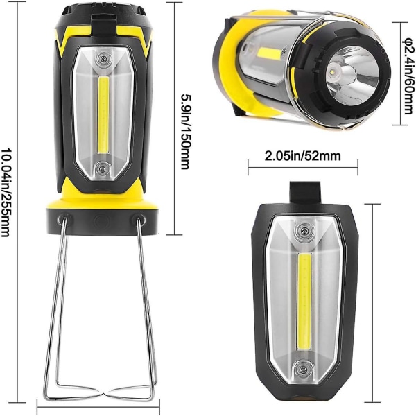 Campinglampa, LED Campinglykta 6 Ljus Modi IP66 Vattentät 1200 mAh Powerbank USB Campinglampa Laddning för Nattfiske Utomhus Yellow