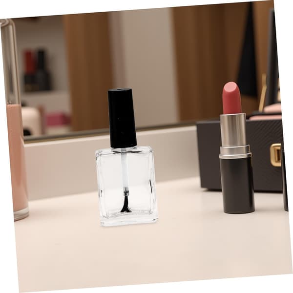 12 st nagellacksprovflaskor platta rektangulära glas 15 ml med svarta borstlock säkert lock smidig applicering