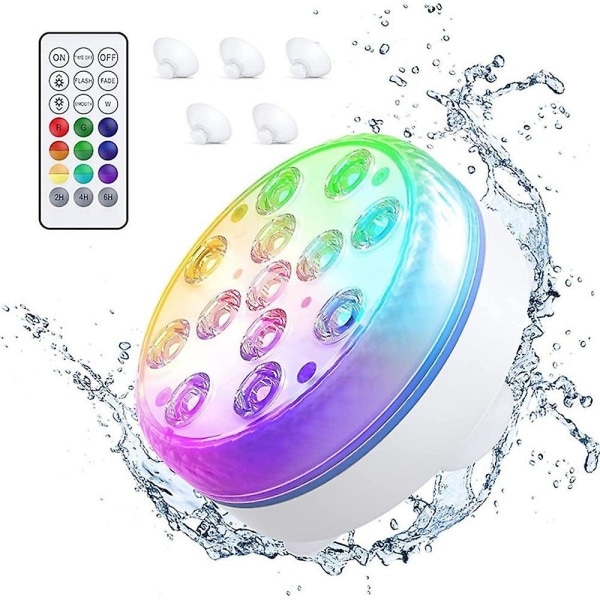 Undervannslys 4 stk 13 LED RGB Neddykbare Lys RF Fjernkontroll