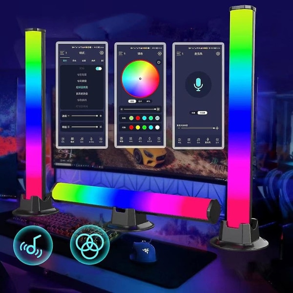 2 stk. App Smart LED Lysbjælke RGB Musik Synkronisering TV Spilrum