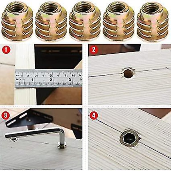 Kuusiokoloiset ruuvit, 100 kpl M6x15mm kierteitetyt insertit