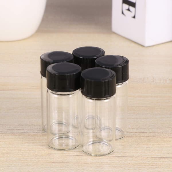 Högtransparens 5 ml glasflaskor med gängad kork, 20-pack förvaringsflaskor för labb