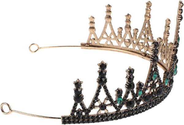 Barokk Retro Brudebryllupskrone Rhinestone Krystall Tiara Hodeplagg Grønn Antikk