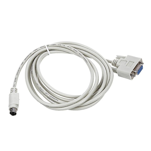 Db9p till 8p Mini Din RS232 Nedladdningskabel Vit 8.2 fot Kompatibel PLC DVP-EH