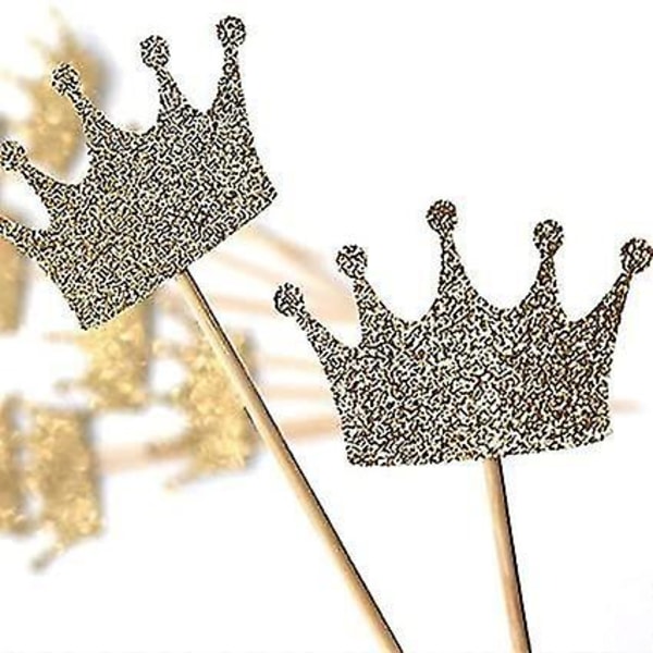 60 Pack Cupcake Toppers Gold Crown Cake Decoration Royal Prince