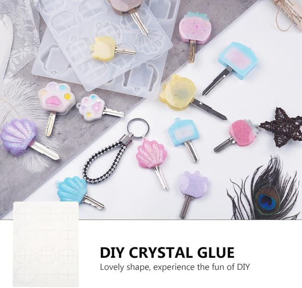 Nøglering Form DIY Silikone Krystal Epoxy Håndværksform til Nøglecover Nøglehætte Nøgletopper