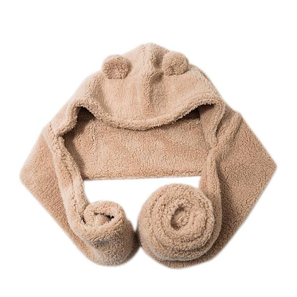 Sööt Karhun Korvat Lämmin Hattu Huivi Naiset Tytöt Talvi Hattu Lämmin Huivi Hattu Kestävä Beige