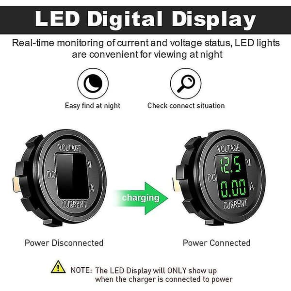 12V Vattentät LED Digital Voltmeter för Motorcykel 9V-48V DC Ström Voltmeter