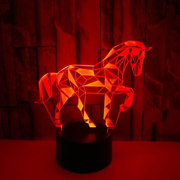 3D Hest Natlampe 7 Farver LED Bordlampe USB Oplader