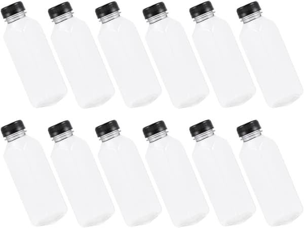 12 st återanvändbara dryckesflaskor påfyllningsbara juiceflaskor 400 ml plast säker försegling lätt att bära elegant snygg design
