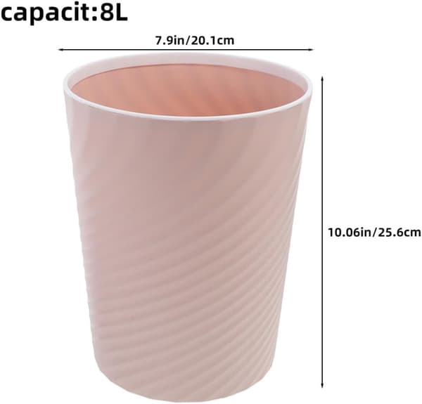 2-pack liten papperskorg i plast med räfflad design för snabb avfallshantering