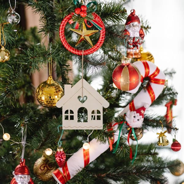 45 st hus träflis ornament för påskdekoration målningsbara trähus