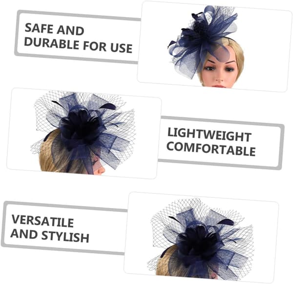 Mesh Brudehat Fascinator Pandebånd til kvinder Letvægts Flapper Tilbehør