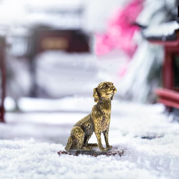 Messing hundestatue, solid antikk stil, realistisk tekstur for romdekorasjon