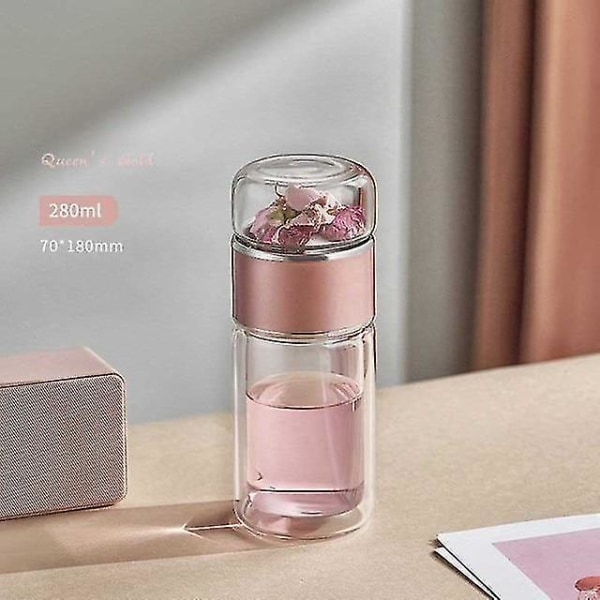 280ml Te Vandflaske Høj Borosilikat Glas Kop Pink