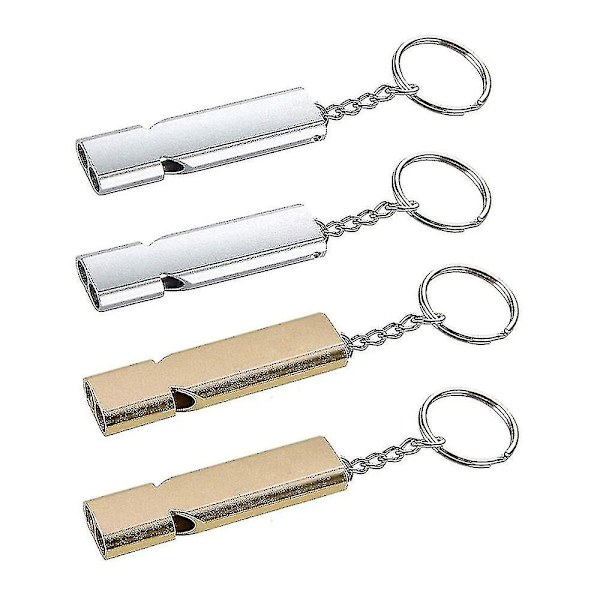 Jinxiu Nödbricka med Blixt, Hög Ton Dubbla Rör Whistle Gold+Silver 4st
