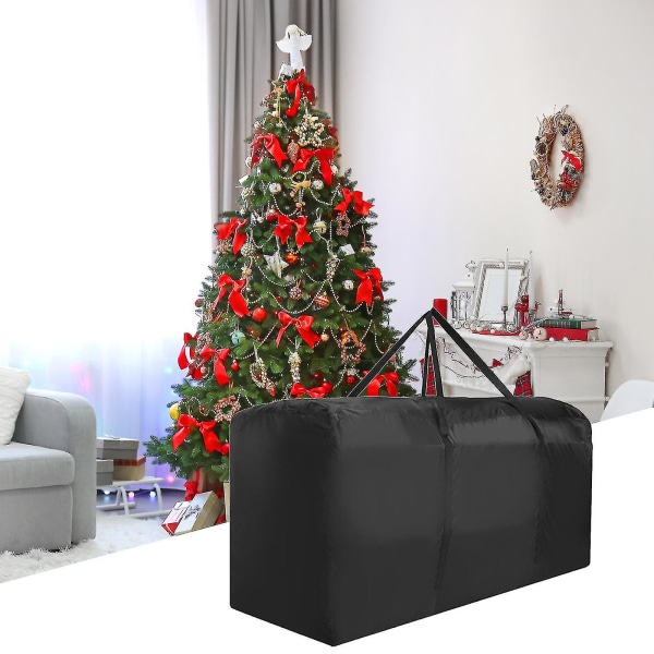 Opbevaringspose til juletræer - Vandtæt, kraftig juletræspose - Forstærkede håndtag, dobbelt lynlås, sidelomme med etiket - Beskyttelse mod støv, 173*76*51CM