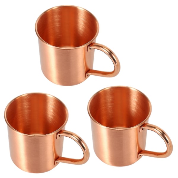 3x Ren Moskvas Mule Kop i Rent Kobber - Solid og Glat Uden Indvendig Foring til Cocktail, Kaffe, Øl, Mælk, Vand - yuhao