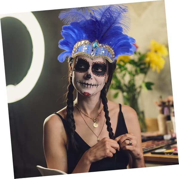 Gotisk karnevalshodeplagg for kvinner Cosplay hodeplagg Flapper-tilbehør til Halloween og teselskaper