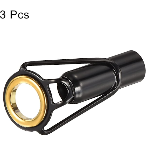 Reparationskit för fiskespötoppar - Rostfritt stål, ringguide för saltvatten/sötvattenfiske, svart, 3-pack