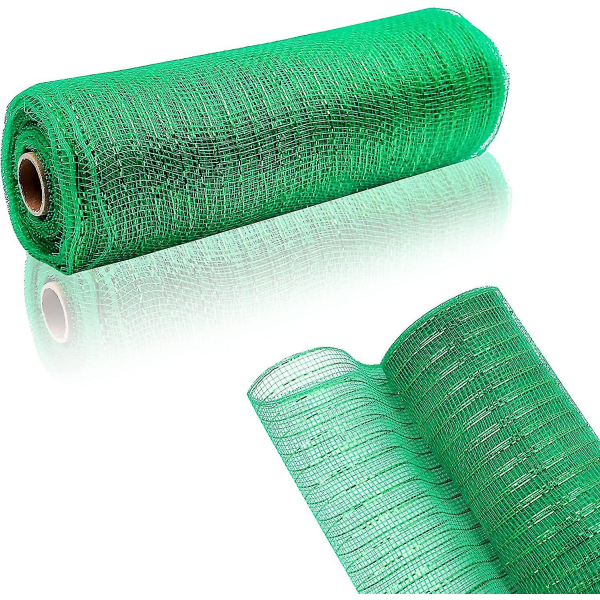 2 Ruller Smaragdgrøn Med Grøn Folie Deko Mesh 10 Tommer X 30 Fod Deko Mesh Bånd Til DIY Krans Tilbehør Fest