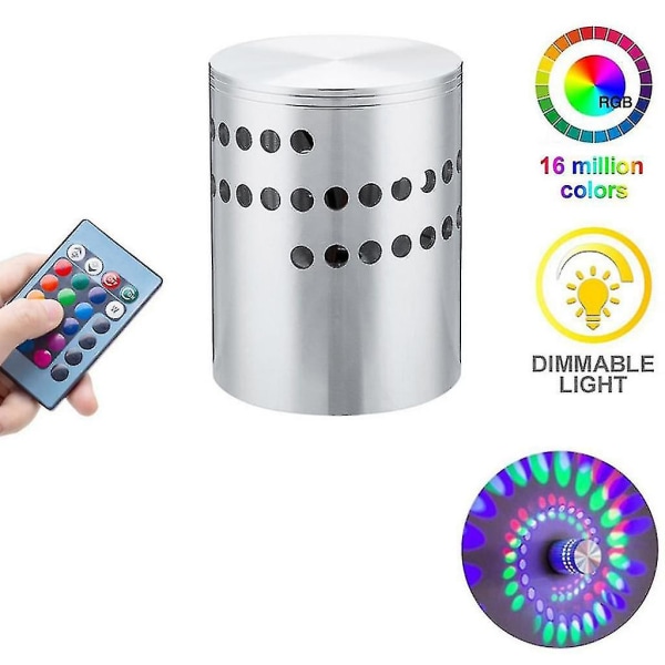 3W RGB LED Vägglampa Spiralbelysning Korridorlampa Sovrumslampa Inomhuslampa (1 st, Sju Färger)
