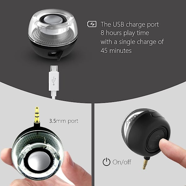 Mini Trådlös Högtalare Med 3,5 mm Aux-ingång Transparent Bas black
