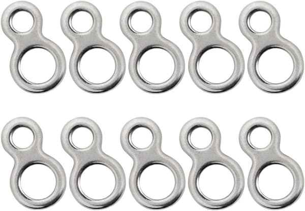 Fiskesplittkoblinger 10 stk kraftig rustfritt stål med dobbelthullsdesign