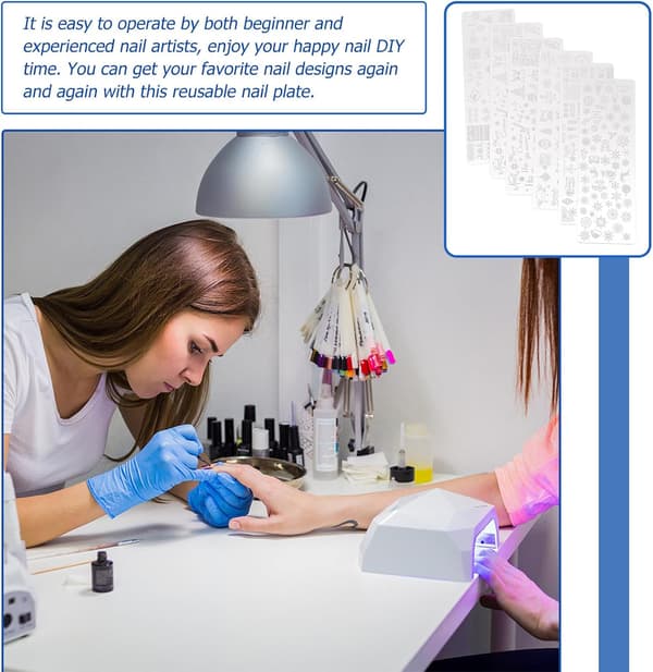 6 stk. neglekunst trykte stålplader Juleneglestempelplader Manicurestencils til stempelplader
