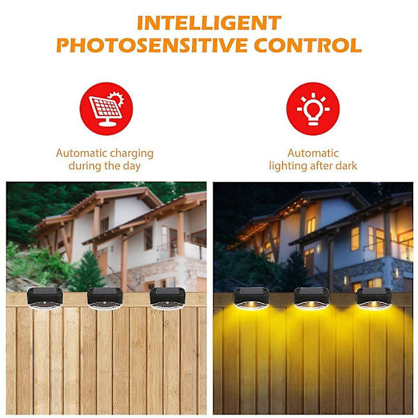 4 stk Solcelledrevet Trappetrinnlys 5 LED Vanntette Hage Gjerde