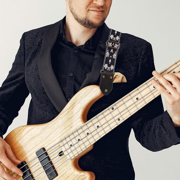 Instrumentrem Justerbar Gitarr Axelrem Slitstark Nylon och Hästhud Material Säkert Grepp