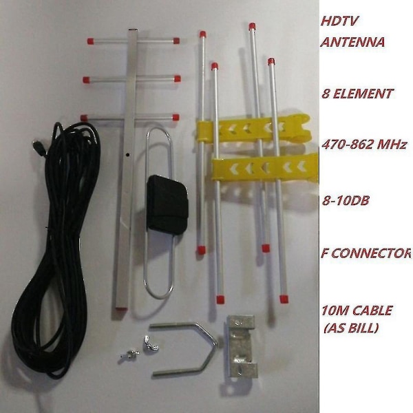 Digital TV-antenne til HDTV DVB-T/DVB-T2 470MHz-860MHz Udendørs TV-antenne Digital Forstærket HDTV -gt
