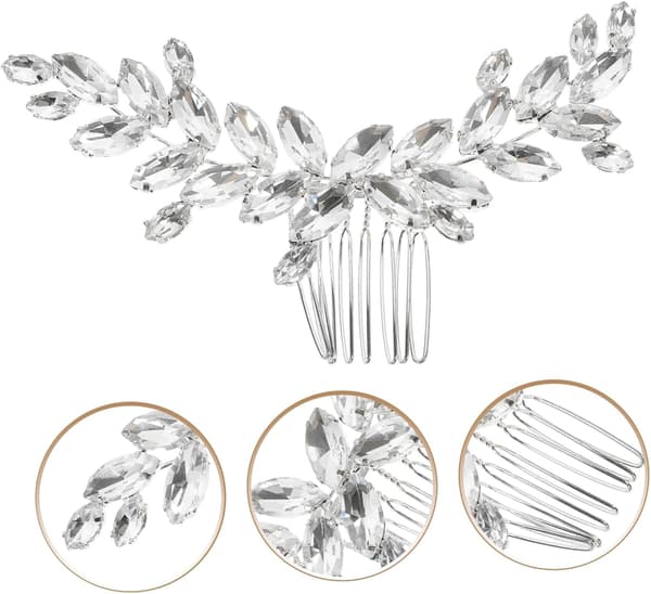 Brud Hår Sidokam Strass Detalj Elegant Dekorativ Håraccessoar