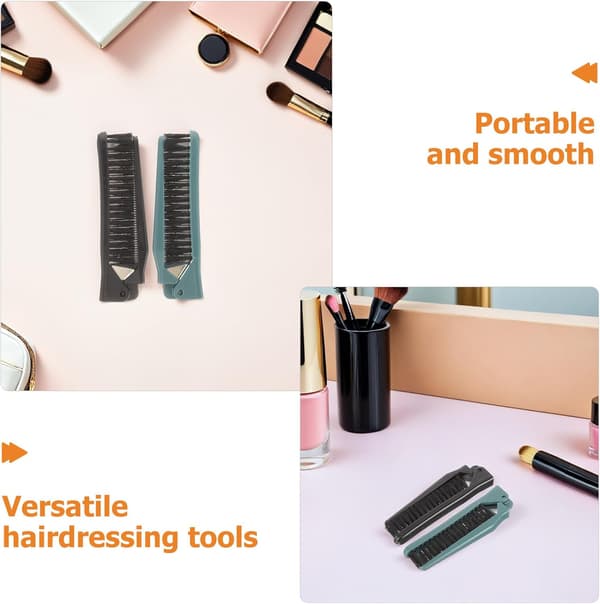 6 stk. foldbar dobbeltsidet hårkam til krøller og styling til mænd og kvinder, nem at have med til daglig brug